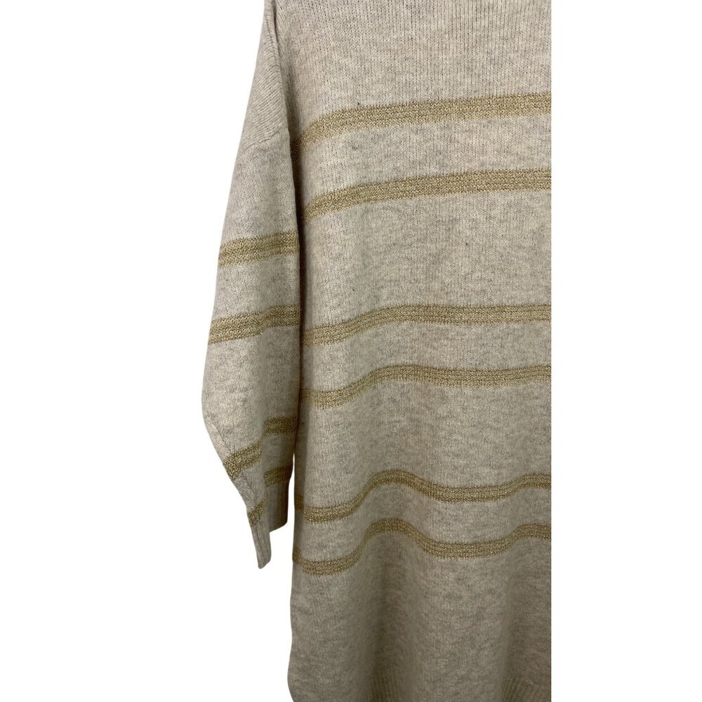 Grace & Karen Beige & Gold Striped Oversized Sweater Dress Womens Size 1X - Picture 5 of 11
